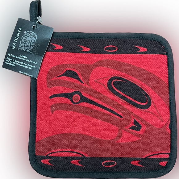 MAGENTA Raven Ceramic TRIVET / WALL HANGING & POT MAT Set - JIM CHARLIE. - Picture 3 of 5